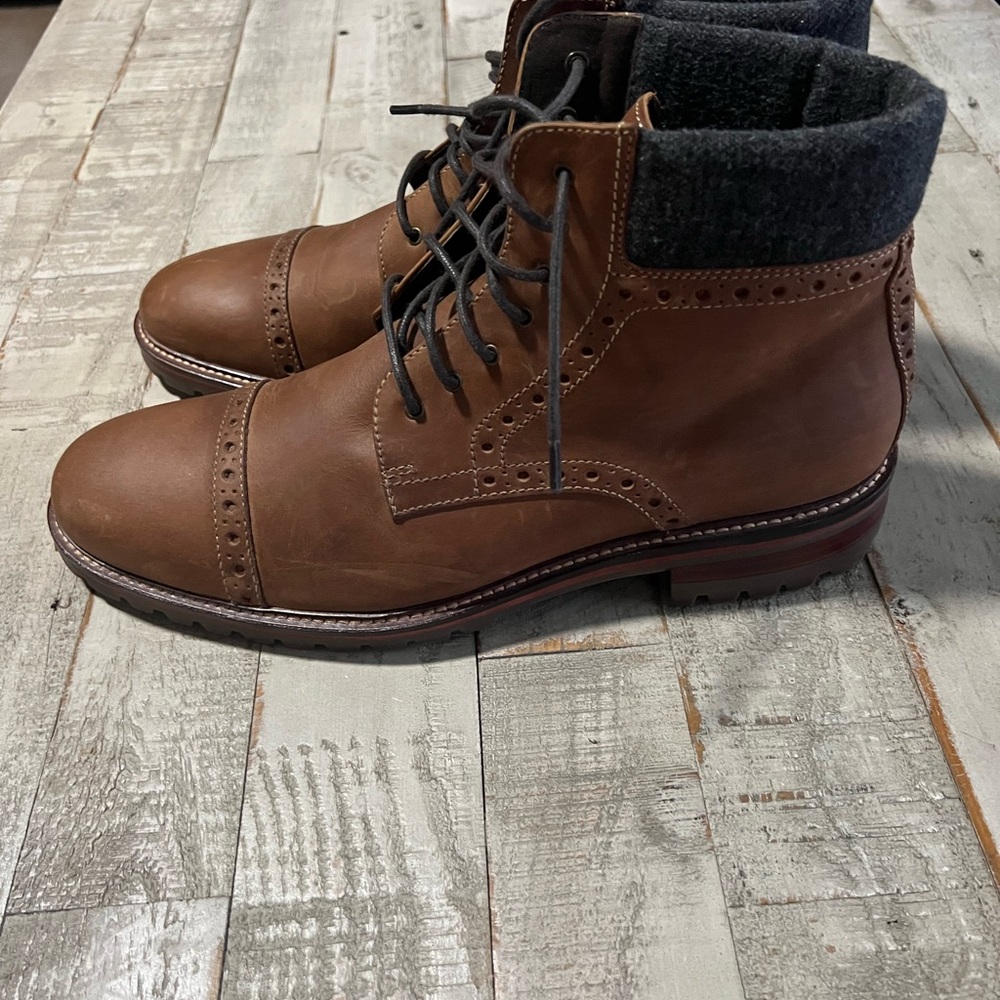 Johnston & Murphy Brown Leather Brogue Boots - Picture 6 of 7